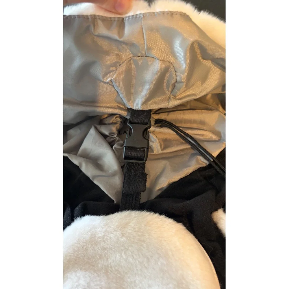 Lands' End Penguin Backpack Kids Small Black Excellent Faux Fur Animal Bag